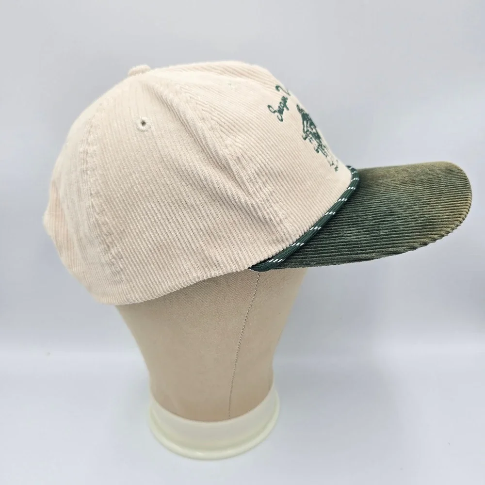 Seager Rope Hat Western Cowboy Corduroy Snapback Cream Green Bull Rider Faded